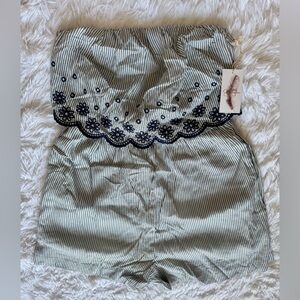 Jessica Simpson Striped Embroidered Strapless Romper Small